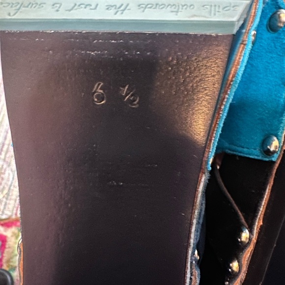 Fluevog NEARLY NEW Summer of Love Amor 60s-inspired blue suede clog-6.5 (fits 7) - Picture 13 of 16